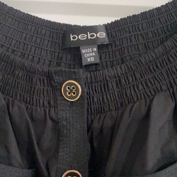 Bebe black button down dress with belt. Gold detail on buttons and belt. - Picture 2 of 6